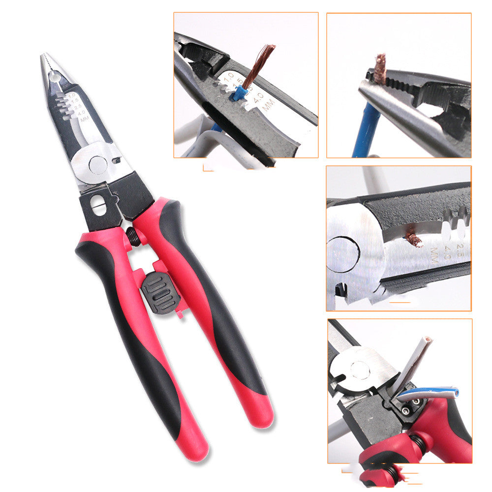 9-Inch Six-In-One Multifunctional Electrician's Pliers, Wire Stripper, Crimping Pliers