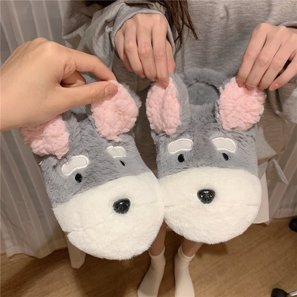 Soft Bottom Non-slip Warm Home Cute Dog Cotton Slippers