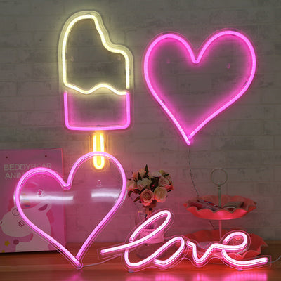 Décoration néon ins, lampe murale créative d'ambiance de bar propre, lampe de lit, aménagement de chambre romantique