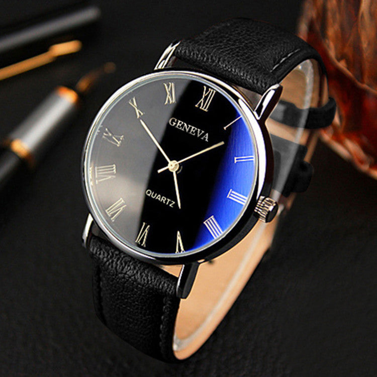 Men's Fashion Blue Roman Literal Quartz Watch