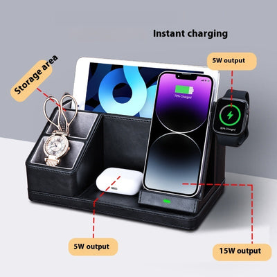 Three-in-one Wireless Charger Mobile Phone Headset Watch Stand Charging Station Storage Box
