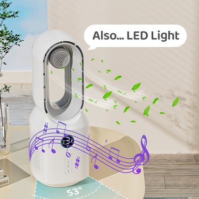 New Multi-functional Bladeless Fan Bluetooth Speaker LED Night Light For Home Room Decoration
