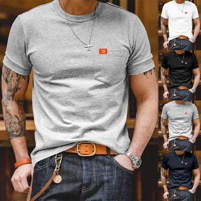Plus Size Solid Color T-shirt Trendy Casual Short Sleeve Men