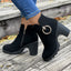Chunky Heel Plus Size Side Zipper Round Head Ankle Boots High Heel Martin Boots