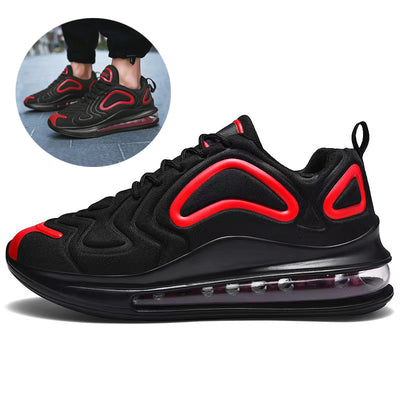 Chaussures noires à coussin d'air décontractées pour hommes, baskets d'extérieur respirantes à lacets, chaussures de sport de course