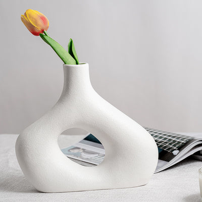 Vase en céramique décoration fleurs séchées salon ameublement créatif chez l'habitant