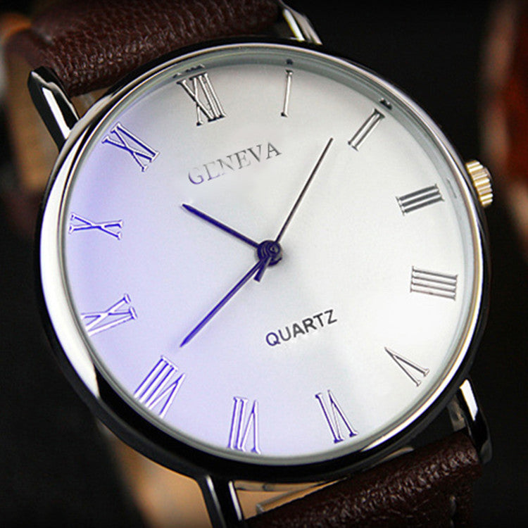 Men's Fashion Blue Roman Literal Quartz Watch